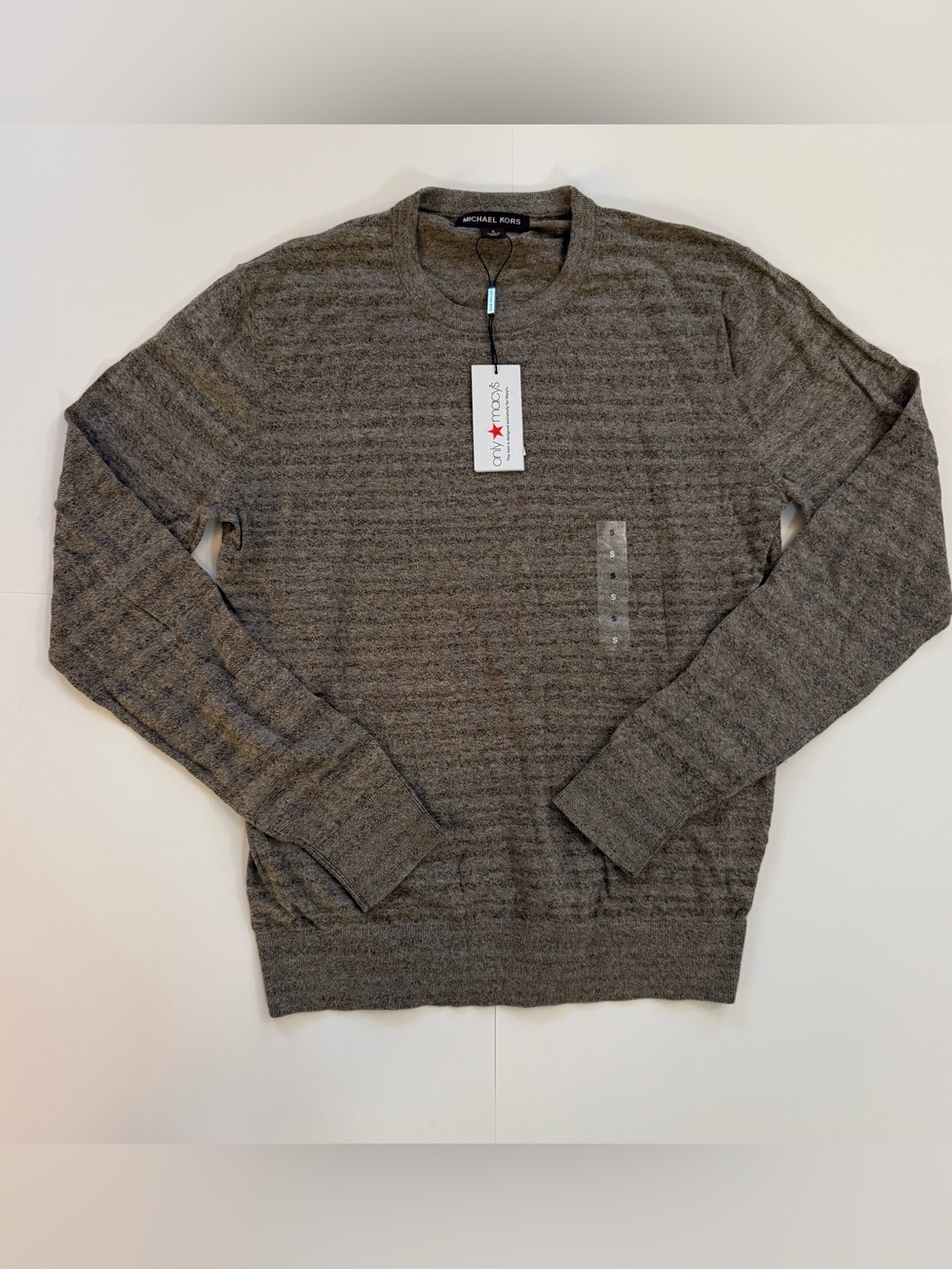 NWT Michael Kors Men's Tri-Color Knit Cotton Crewneck Sweater Size S - Picture 2 of 6